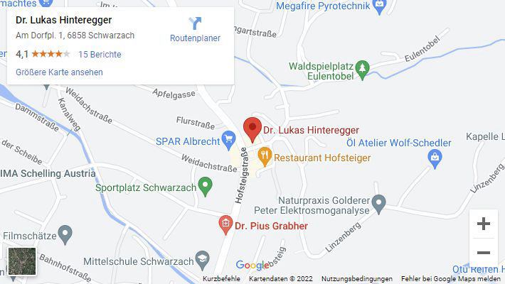 Anfahrtsskizze zur Ordination Dr. Lukas Hinteregger in Schwarzach